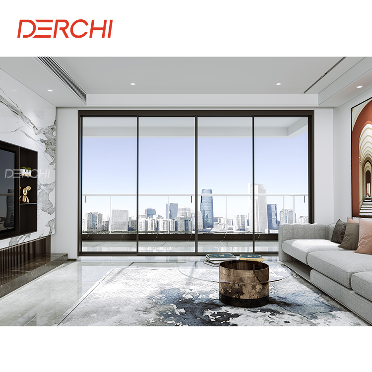 DERCHI Extremely Narrow Slim Frame 8mm Single Glass Soundproof Interior Living Room Aluminum Glass Sliding Door · image 6