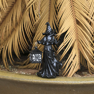 Halloween Witch Resin Figurine <b>Black</b> Robe <b>Lantern</b> Outdoor Decoration Waterproof Gothic Style W404 - Product Image 2