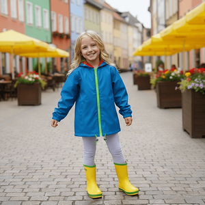 Chaqueta Impermeable para Niños, con Capucha, Cortavientos, <span class=keywords><strong>de</strong></span> Nailon, con Cierre, para Primavera, para Niñas, con Logotipo Personalizado, Colores en Contraste - Product Image 1