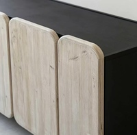Buffet en bois massif Wabi Sabi à 5 portes, meuble de rangement moderne avec portes arrondies pour salon, école et atelier