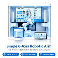 Automatische robotkoffiekiosk met 6-assige robotarm, verse koffie, melkthee, fruitthee, warme en koude dranken, automaat