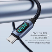 Kabel Pengisian Cepat 120W 6A USB/Type-C Berbahan Nilon Kepang untuk Ponsel