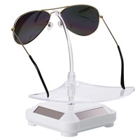Support de présentation rotatif à énergie solaire, rotation à 360 degrés, pour lunettes de soleil et lunettes de vue, pour vitrine de magasin de détail