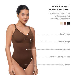 Hexin Groothandel Naadloze Ademende Full Body Shapewear Voor Dames Met Hoge Taille Ingebouwde Bh Taille En Buikcontrole String Bodysuit - Product Image 2