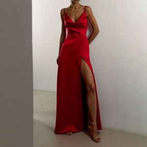 Abito da sera Sexy senza maniche plissettato a Modulare senza schienale in tinta unita a vita alta abiti eleganti - Product Image 4