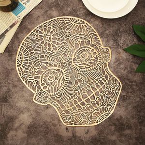 แผ่นรองจานลายหัวกะโหลกสไตล์ยุโรปอเมริกัน ดีไซน์ทันสมัยแบบมินิมอล วัสดุ PVC โปร่งแสง  นำเข้าจากต่างประเทศ - Product Image 2