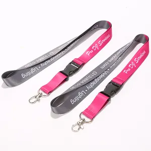 Tali Leher Gantungan Kunci Lanyard Bahan Poliester Kustom dengan Logo Cetak Layar Sutra