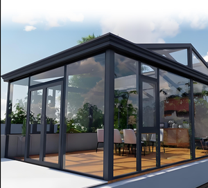 กระจกนิรภัยสองชั้นแบบร่วมสมัยออกแบบได้ตามต้องการหลังคาห้องอาบแดดโครงอลูมิเนียมเรือนกระจกสำหรับใช้ในวิลล่าและโรงแรม - Product Image 1