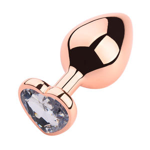 Tapón Anal de Metal Color Oro Rosa con Joyas, Tapón Anal con Diamante Azul, Juguete Sexual para Hombres, Mujeres y Transexuales, Japón - Product Image 3