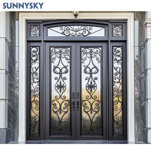 Sunnysky איכות גבוהה אישית אבטחה דקורטיבית דלתות ברזל זכוכית מודרנית חדש דלתות ברזל זכוכית חיצוני ווילה הבית - Product Image 3