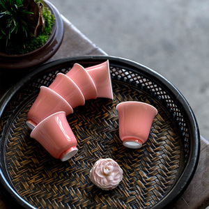 Peach Blossom <b>Tea</b> Cup Porcelain Single Cup Handmade Kung Fu <b>Tea</b> <b>Set</b> Meditation Cup Retro Small <b>Tea</b> Bowl - Product Image 3