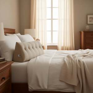 Almohada Triangular Beige de Lujo con Relleno de Espuma Viscoelástica para Lectura en Cama y Soporte para Masajes por Db - Product Image 2