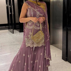 Nueva Colección en Georgette Sintética Pesada con Bordado Completo de Lentejuelas, Silueta de Lápiz Moderna para Verano, Cintura Natural - Product Image 1