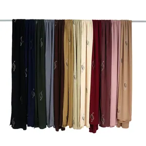 2022 hot selling jersey with stone scarf and soft premium Jersey for Muslim women high quality chiffon shawls
