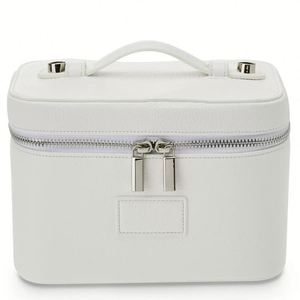 Luxury Pebbled Faux Leather <b>Makeup</b> <b>Case</b> Large Capacity Zippered Toiletry Organizer with Customizable Logo - Product Image 1