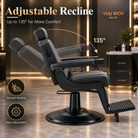 Fauteuil de Barbier en Cuir PU Premium, Réglable et Inclinable, Chaise de Salon Robuste avec Système Hydraulique pour Salon de Coiffure Professionnel