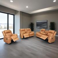Sofá Reclinable Manual de Cuero Extensible 3+2+1 Plazas para Parejas, Conjunto de Sala de Estar con 3 Asientos