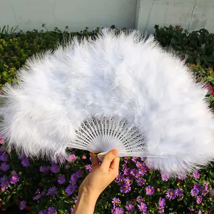 全天鹅绒加厚30-50厘米/件中国羽毛扇婚礼白色火鸡羽毛扇