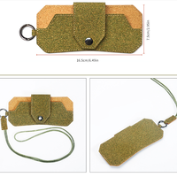 Ensemble porte-cartes et étiquette de bagage en liège de thé, écologique, en résidus de thé recyclés, en bois souple, étiquette nominative de voyage, porte-carte d'identité avec cordon
