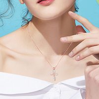 Collier croix en opale torsadée plaqué or rose en argent sterling 925 Faith Hope love