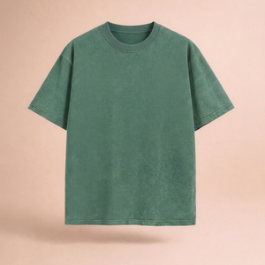 Camiseta de algodón verde personalizada, manga corta, estilo casual, con logo impreso en la parte delantera, transpirable, estilo jersey, 100% algodón vintage - Product Image 1