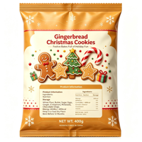 Sachet refermable personnalisé en aluminium pour Noël, imprimé en héliogravure, avec fermeture centrale, réutilisable pour cadeaux, chocolats, biscuits et snacks