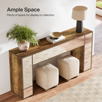 Table console miroir de 63 pouces, table d'entrée et de canapé décorative avec surface réfléchissante pour éclairer l'espace, style fermier