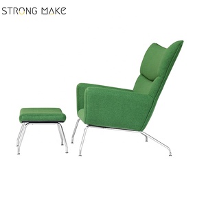 Usine vente meubles chaise longue moderne fauteuil en tissu avec pouf - Product Image 5