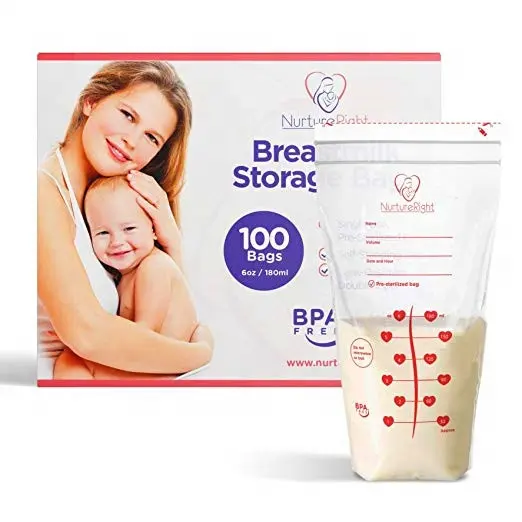 Accepted customized label breast milk feeding storage bag 6OZ 180ML 90 100 120 240 360 counts BABY kids breastfeeding milk