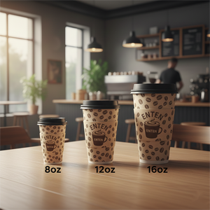 Personalized Double Wall <b>Disposable</b> Parchment Paper <b>Cups</b> Lid with Custom Logo | Restaurant/Cafe Branded Packaging Solutions - Product Image 3