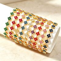 Bracelet trèfle à quatre feuilles coloré entièrement serti de diamants, style européen et américain, d'inspiration française, en alliage, pour femme, luxe léger
