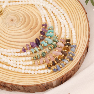 LS-B3986 obral besar kalung batu permata <span class=keywords><strong>Amethyst</strong></span> dan kalung kuarsa mawar perhiasan manik-manik berlapis emas 18k untuk wanita dan anak perempuan - Product Image 2