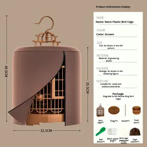 Kuş Kafesi Ev Tipi Büyük Boy Lüks Villa <span class=keywords><strong>Retro</strong></span> Plastik Taşınabilir Kolay Temizlenen Açık Hava Kafesi Şakayık Tomurcuğu Papağan İnci - Product Image 6