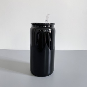 Verre à bière en borosilicate noir brillant de 16 oz, type canette, pour wraps UV DTF et vinyle, en provenance de notre entrepôt aux États-Unis - Product Image 2