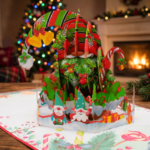 Meilleure Vente : Carte Pop-up 3D Personnalisée, Motif Gnome de Noël, Artisanat en Papier, Cadeaux de Mariage, Style Animal Fait Main, Papier Hanoi - Product Image 1
