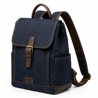 Sac à dos solaire antivol vintage pour femme avec garniture en cuir, toile à motifs et boucle décorative, sac à bandoulière pour le quotidien