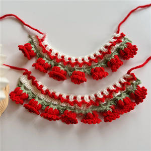 FIGHTINGDOG Knitted Orchid Flower Bib For Cats Soft Pet Scarf Bandana All Seasons Accessory - Product Image 3
