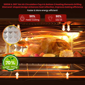 Oven Penggorengan Udara Konveksi Stainless Steel Smart Square 30L 1800W dengan Fungsi Pemanggang Roti & Pizza untuk Penggunaan Rumah Tangga Tersedia - Product Image 4