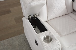 Moderno Conjunto de Sofá Reclinable Eléctrico 3+2 con Iluminación LED, Luces de Lectura, Puertos USB, Portavasos, Mesa Abatible y Tapicería de Cuero Extensible - Product Image 5