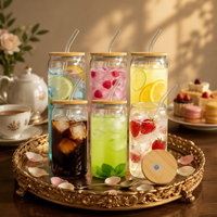 JY Lot de 6 verres à boire avec couvercles et pailles, 16oz/500ml, pour café glacé, smoothies, bière, gobelets transparents anti-fuite