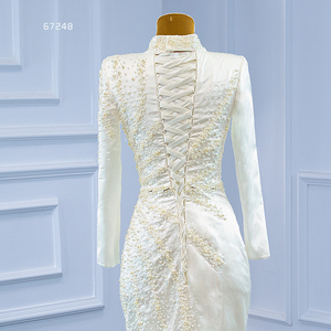 Robes de mariée sirène musulmanes à col haut et manches longues avec queue détachable Jancember RSM67248 - Product Image 6