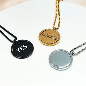 Lateefah, recién llegado, collar grabado con tarjeta redonda giratoria de acero inoxidable personalizada - Product Image 6