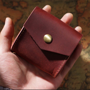 Stock Customized Genuine Leather Headphone Storage <strong>Key</strong> Case Bag Retro <strong>Key</strong> Wallets Crazy Horse Full Grain Coin <strong>Purse</strong> - Product Image 2