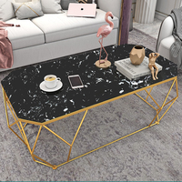 Table basse contemporaine classique pour salon, transformable, en marbre doré, table d'appoint et table basse en métal