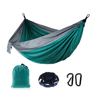 Hamac de camping pliable portable en nylon 210T, simple ou double, pour la randonnée, les voyages, le camping en plein air, avec fonction lit suspendu ou lit parachute - Product Image 1