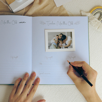 OVO Printing Cahier de notes en lin personnalisé pour bébé Journal de première année Livre de souvenirs Planificateur de journal souvenir pour bébé