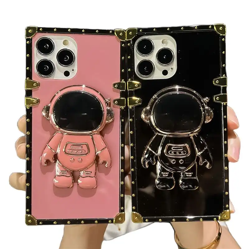 Electroplating Astronaut Stand Shockproof mobile Phone Cover For Huawei P Smart Z Y7A Y9S Nova 10 9SE 9 Luxury Square Phone Case