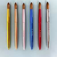 Pinceaux à ongles en poils de sable duveteux de couleur dégradée taille 16 pour la poudre acrylique, la construction d'ongles, les pinceaux pour l'art des ongles