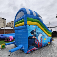 14.7ft nouveau saut gonflable requin dessin animé Animal parc à thème rebond escalade maison Moonwalk toboggan sec