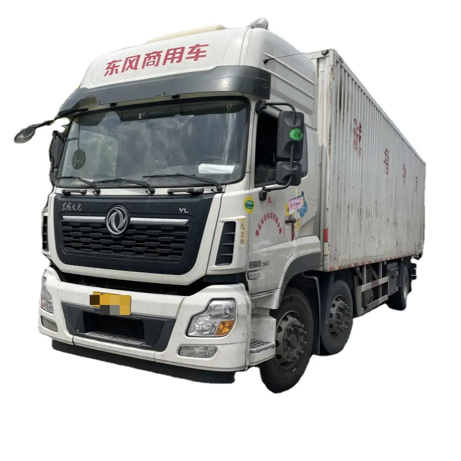 Dongfeng dizel otomatik şanzıman 8 tekerlekli Euro3 ağır teslimat kamyon 10T 350HP 6*2 Van kutusu kargo kamyonu parça yükü için